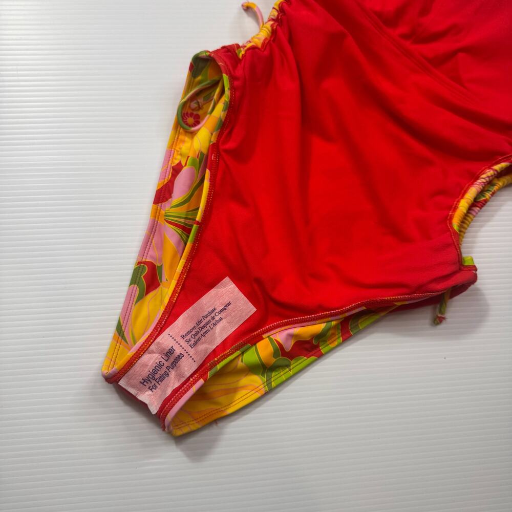 Retro Strapless Floral One Piece Swimsuit Women’s Large NWT 70s Bandeau Dopamine - Picture 16 of 16